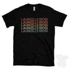 CAMISETA LAUNCELLS ESTILO RETRO REPETIDO CRUZ Hombre y Mujer Reino Unido Lugar Nombre Regalo