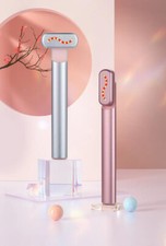 Varita facial para el cuidado de la piel 4 en 1 terapia de luz roja para arrugas, antienvejecimiento (plateada)