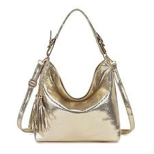 Mujer Grande Cuero Bolso de Hombro Borla Bolso de Mano Bandolera Moda Cartera