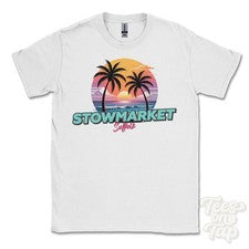 CAMISETA STOWMARKET SUFFOLK - Retro Estilo Miami Divertida Parodia de Verano Reino Unido