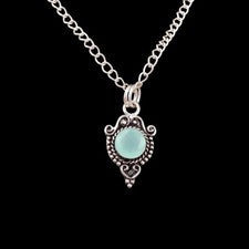 Redondo Natural Aqua Calcedonia 925 Plata Esterlina Madre Boda Colgante Joyería