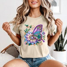 Camiseta Butterfly Flower Mujer Mariposa Naturaleza Regalo Para Ella
