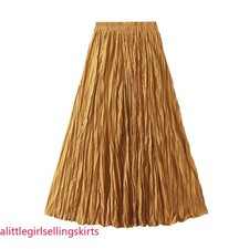 Mujer Primavera Verano Sólido Plisado Medio Cuerpo Falda Moda Coreana Línea A L