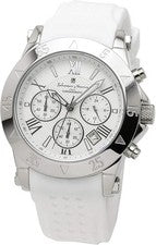 Salvatore Marra SM16109 Hombres Cronógrafo Esfera Blanca Blanco Silicona Lume...