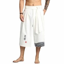 Pantalones informales de verano estilo tradicional para hombre estampado kimono japonés recortado nuevos