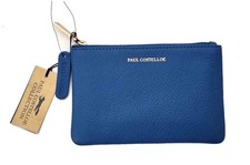 Nuevo Paul Costelloe Bolso de Cuero Azul Cambio Cartera Cremallera Superior