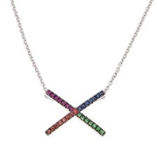 Collar de plata esterlina tsavorita con zafiro multigemo arco iris para mujer, nuevo