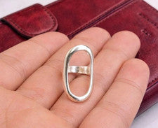 Anillo de plata esterlina 925 sólida banda larga ovalada férula anillo hecho a mano todos los tamaños