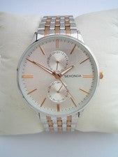 RELOJ SEKONDA CLÁSICO PARA HOMBRE ORO 1589 ACERO INOXIDABLE PULSERA CUARZO GENUINO