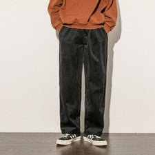 Hombres Pantalones de Pana Pantalones Pierna Recta Informales Retro Moda Clásicos Sólidos Largos