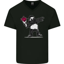 Camiseta de algodón con cuello en V estilo Pandalism Banksy arte callejero graffiti para hombre