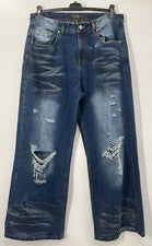 NUEVO CON ETIQUETAS DONDADA Pantalones de mezclilla para hombre estilo 5 bolsillos azules desgastados talla 32 cintura