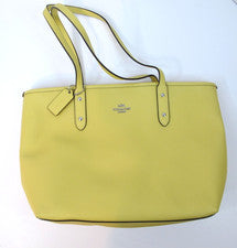 Bolso de Mano Coach Medio Grano Cruzado Ciudad Cremallera Superior Para Mujer Amarillo F58846 NUEVO