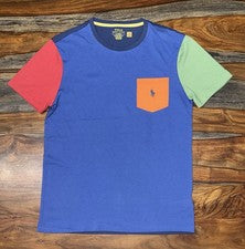 Camiseta Polo Ralph Lauren Para Hombre Personalizada Calce Ajustado Bloques de Color Algodón Cuello Redondo Talla L