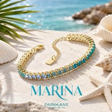 Brazalete tenis limitado Park Lane MARINA verde azulado a azul Ombré micro circonita cúbica 4 mm dorado