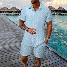 Conjunto de camiseta corta de verano para hombre informal lisa 2 piezas conjunto S-3XL