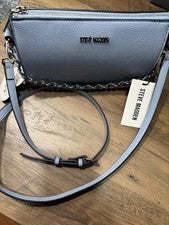 Bolso Bandolera Steve Madden Azul Claro Cadena Logo Cremallera Para Mujer’s
