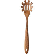 Espátula de madera de acacia natural y tenedor de pasta para freír, servir espaguetis cocina diaria