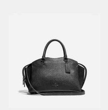 Cartera Coach para mujer Drew Gunmetal/negro grano cuero y gamuza (40862) - nueva con etiquetas