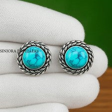Pendientes de plata esterlina 925 con piedras preciosas turquesa hechos a mano