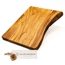 Tabla de cortar de madera de olivo, con corteza, maciza, 8 tamaños (20 cm - 60 cm)