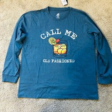 Camiseta Para Hombres Azul XL Verano Gráfico Llámame Antigua Cuello Redondo Manga Larga
