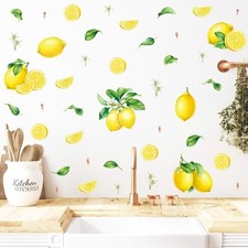 Pegatinas de Pared PVC Limón Amarillo 20x30cm para Cocina Comedor Decoración Hogar