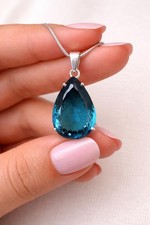 Colgante Piedras Preciosas Sueltas Corte Pera Topacio Azul Londres 78 Ct Natural Certificado GIE