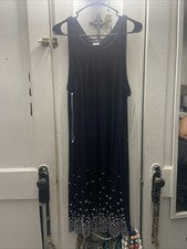 Nuevo MSK Mujer’s 3X Vestido Negro Sin Mangas Perlado Cuentas Dobladillo Cóctel Talla Grande