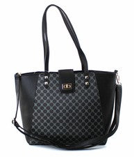 Bolso de Mano Mujer Grande Negro Diseño Monograma
