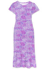 Vestido para mujer - Vestido estampado morado - Maxi vestido - Mediano - Jersey de algodón