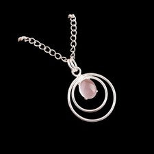 925 Plata Esterlina Rosa Cuarzo Piedra Cumpleaños Hija Boda Colgante Joyería
