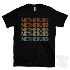 CAMISETA ESTILO RETRO REPETIDA NETHERURD para hombre y mujer Reino Unido top name regalo