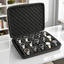 Reloj de viaje a prueba de golpes rollo reloj pulsera vitrina almacenamiento organizador caja negra