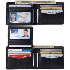 Cartera Alpine Swiss Plegable, Cartera Cuero Genuino, Bloqueo RFID, Caja de Regalo
