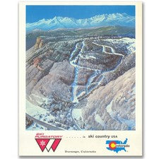 Póster de viaje vintage de estación de esquí Purgatory Durango Colorado esquí país arte de EE. UU.