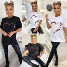 Camiseta Top Mujer Damas Estampado Mariposa Manga Corta Moda Suelta De Gran Tamaño