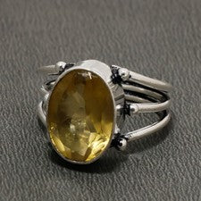 Anillo de mujer citrino hecho a mano de plata 925 maciza delicado precioso anillo todas las tallas SR771