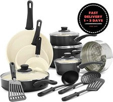 Utensilios de cocina antiadherentes de cerámica saludable con agarre suave.Nuevo