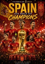 Póster España 2026 Campeones del Mundo de la FIFA Varios Tamaños