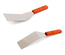 Juego de 2 volteadores de sartenes madera acero inoxidable espátula para barbacoa volteador de sartén pala para sartén