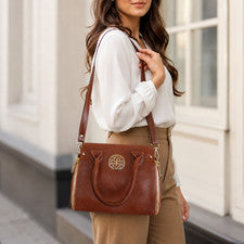 Bolso de mano bandolera de cuero genuino para mujer