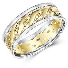 Alianza celta de oro amarillo y plata de ley 925 de dos colores de 9 quilates 6 mm 7 mm