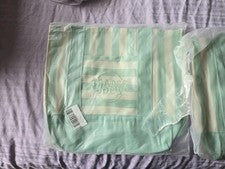 Juego de 2 mini bolso de mano a rayas verde menta/blanco bordado NIBTrader Joe's