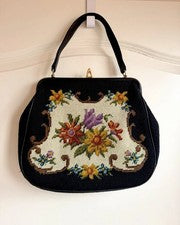 Vintage - Bolso de mano con bordado floral, estilo tapiz, NUEVO