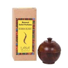 Tarro de madera de perfume corporal macizo natural Lasa Aromatic Buddha Delight de larga duración 6 g