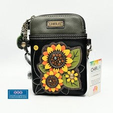 GRUPO GIRASOL JARDÍN FLOR BANDOLERA MONEDERO CHALA NEGRO