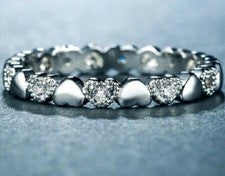 NUEVO ANILLO ETERNIDAD APILABLE CORAZONES CORAZÓN PLATA GENUINA TALLA 58 VENTA