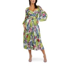 GUESS Ivonne Pleated Floral Dress Size L US8 *neu*