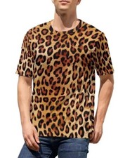 Camisetas Moda Estampado Gráfico Leopardo Marrón Manga Corta Transpirable